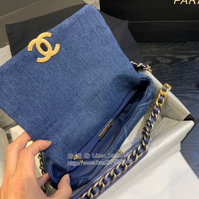 Chanel女包 香奈兒專櫃最新款小號牛仔布包 Chanel19系列牛仔口蓋包 AS1160  djc4312